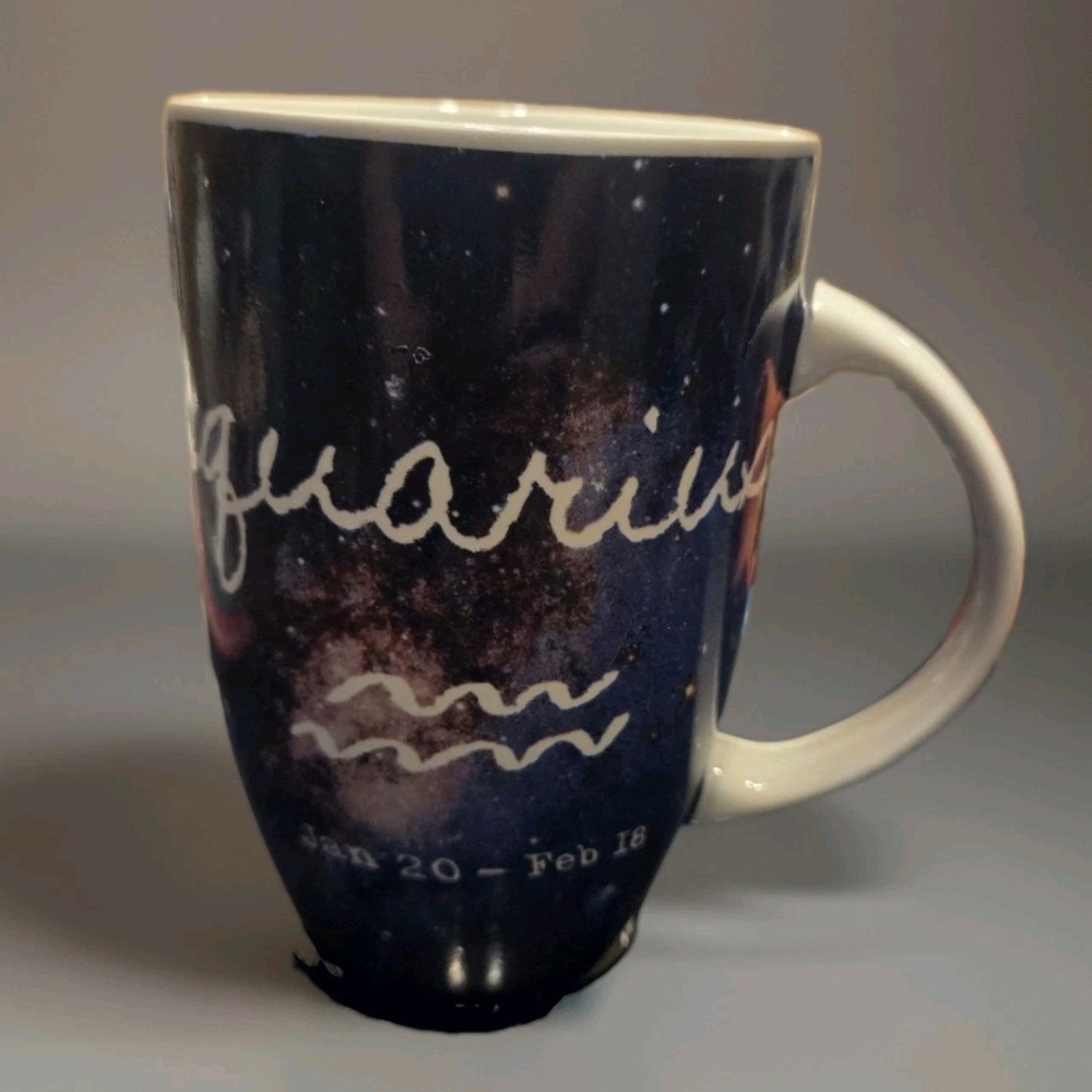 Aquarius Tall Zodiac Celestial Solar Galaxy Mug Coventry Jan 20 Feb 16 Gift VTG